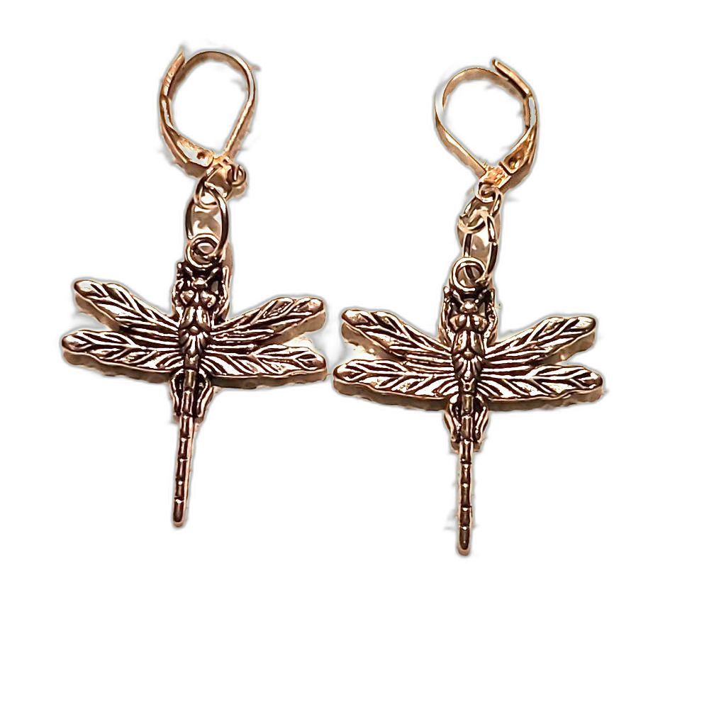 $5 ADD ON Dragonfly Earrings Sterling Silver Bohemian Nature 2 Inch Lever Back
